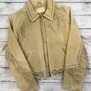 Scully Turquoise Suede Fringe Jacket